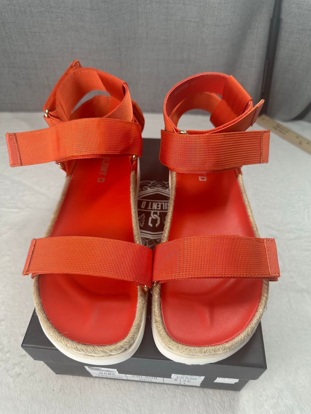 Silent D Trevor Sandals Women 11 Red Good Hook Loop Espadrille Flatform Anthro